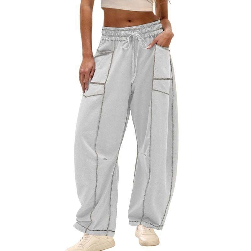 Pantaloni evazați largi pentru femei, casual, vară, talie cu șnur