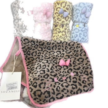 Dječji ručnik s leopard printom od koralnog flisa, bez dlačica, ručnik za lice s crtanim likom, mali format