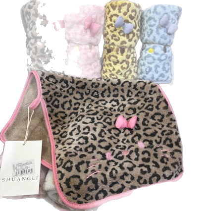 Dječji ručnik s leopard printom od koralnog flisa, bez dlačica, ručnik za lice s crtanim likom, mali format