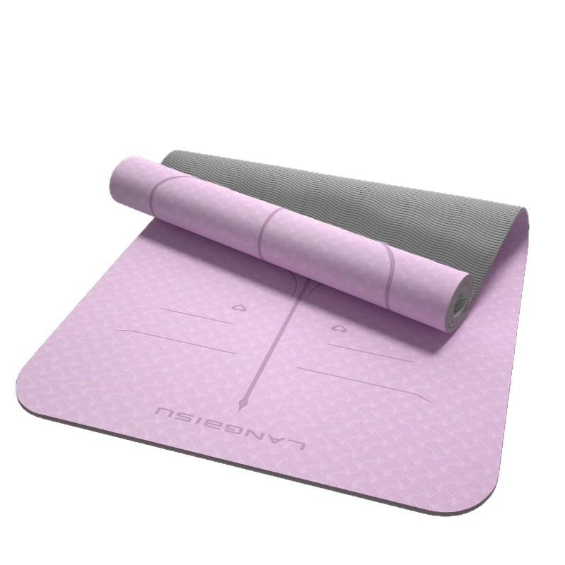 TPE joga prostirka, deblja, dulja i šira, s dvobojnim linijama poravnanja