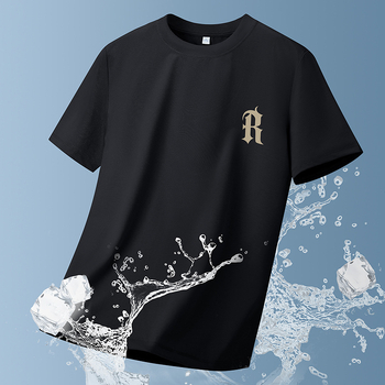 Tricou bărbătesc din bumbac, mânecă scurtă, vară, croială lejeră, imprimeu geometric
