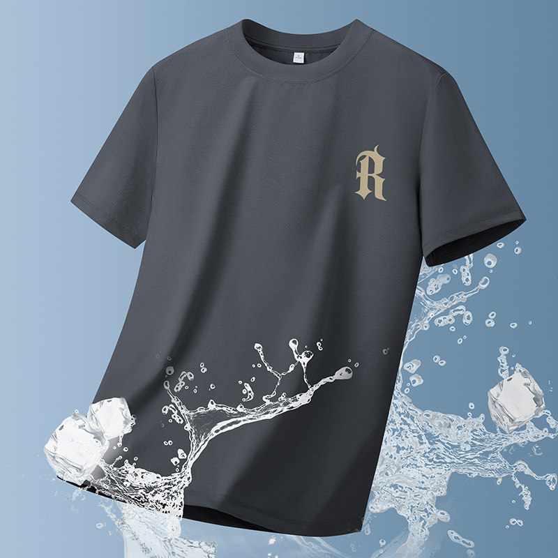 Tricou bărbătesc din bumbac, mânecă scurtă, vară, croială lejeră, imprimeu geometric