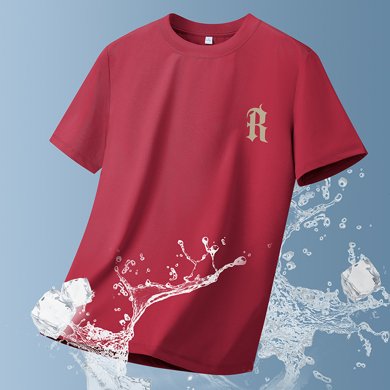 Tricou bărbătesc din bumbac, mânecă scurtă, vară, croială lejeră, imprimeu geometric