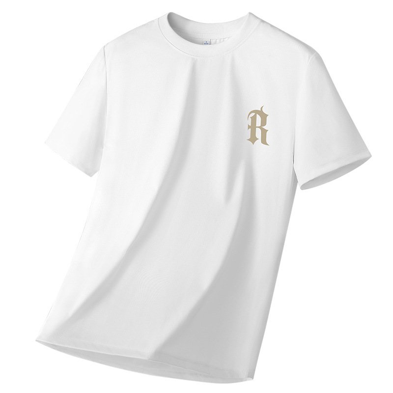 Tricou bărbătesc din bumbac, mânecă scurtă, vară, croială lejeră, imprimeu geometric