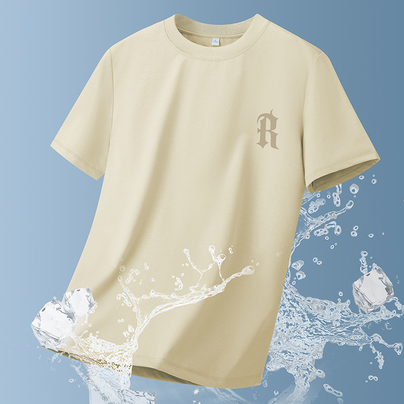 Tricou bărbătesc din bumbac, mânecă scurtă, vară, croială lejeră, imprimeu geometric