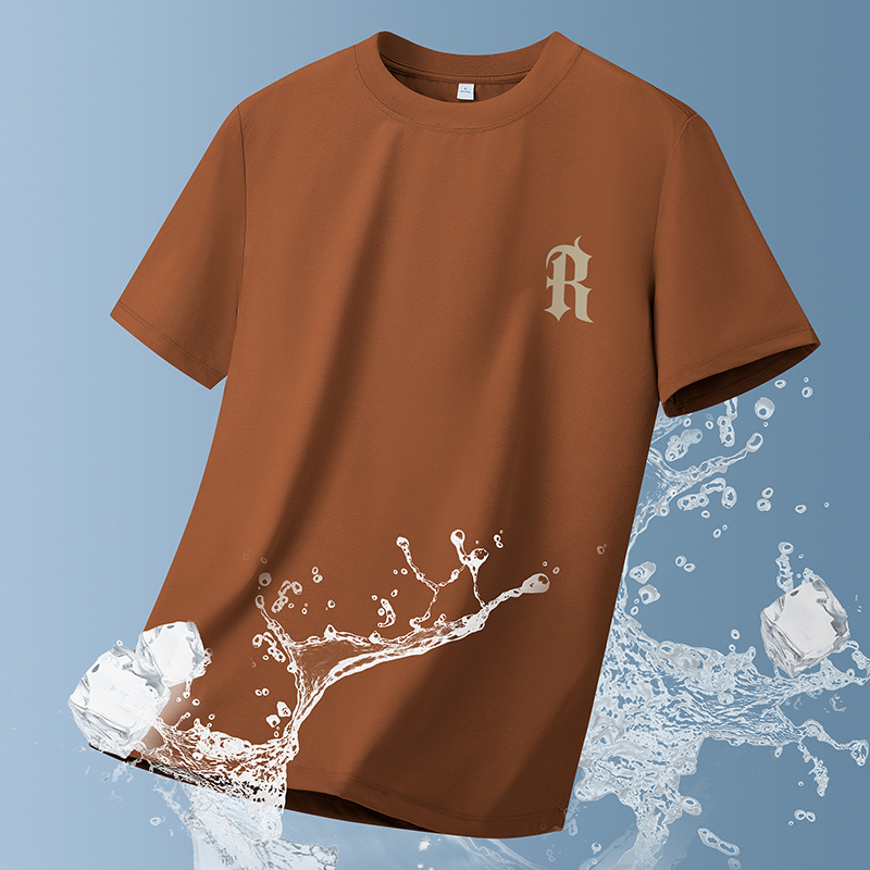 Tricou bărbătesc din bumbac, mânecă scurtă, vară, croială lejeră, imprimeu geometric