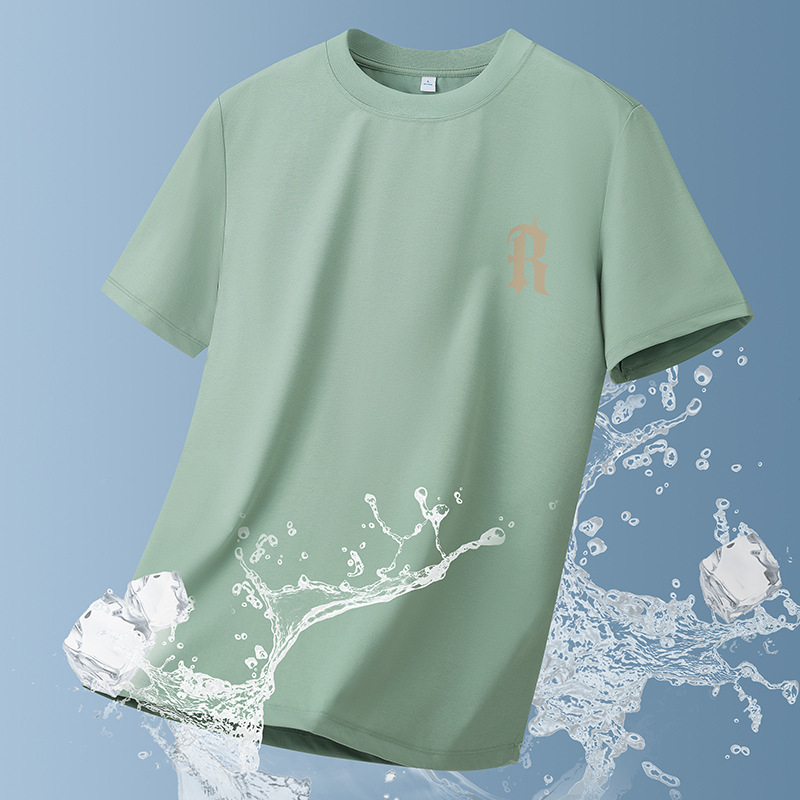 Tricou bărbătesc din bumbac, mânecă scurtă, vară, croială lejeră, imprimeu geometric