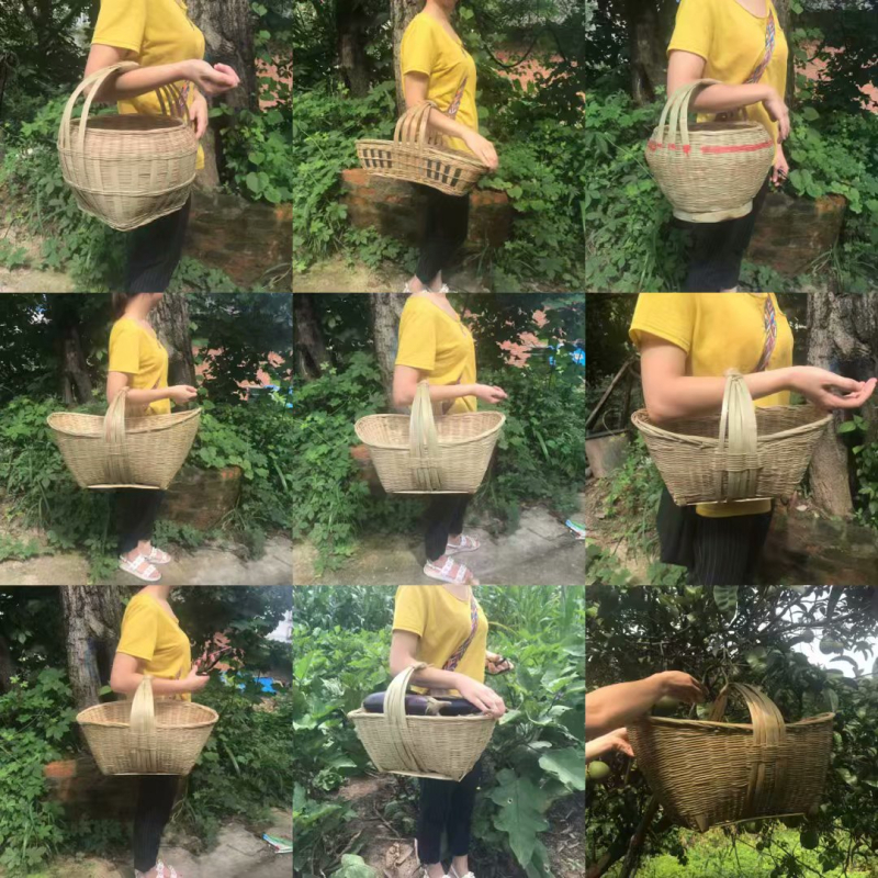 Ručni pleteni bambusov koš za jaja, retro seoski stil, prozračan, prijenosni koš za povrće i kućnu uporabu