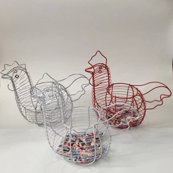 Kovani željezni koš za voće i jaja, pleteni kovinski spremnik za pohranu, višenamjenski kreativni pleteni koš s motivom pijetla i kokoši