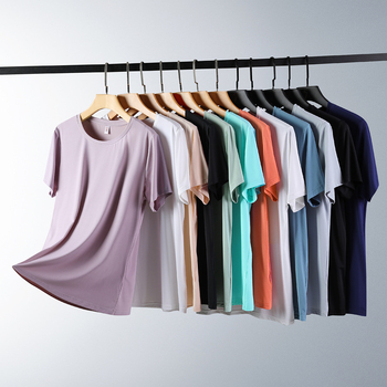 Nyári férfi rövid ujjú póló nylonból ice silk anyaggal, lélegző, hétköznapi
