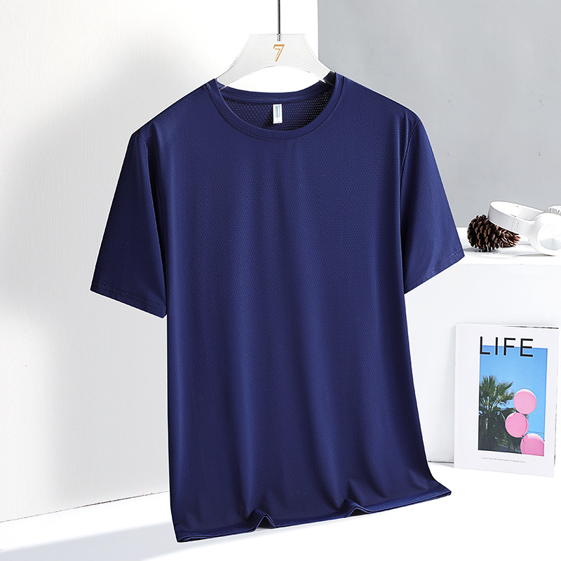 Nyári férfi rövid ujjú póló nylonból ice silk anyaggal, lélegző, hétköznapi