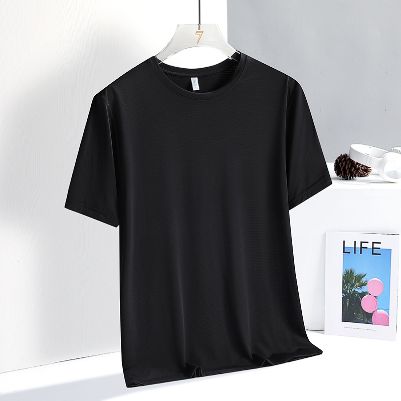 Nyári férfi rövid ujjú póló nylonból ice silk anyaggal, lélegző, hétköznapi