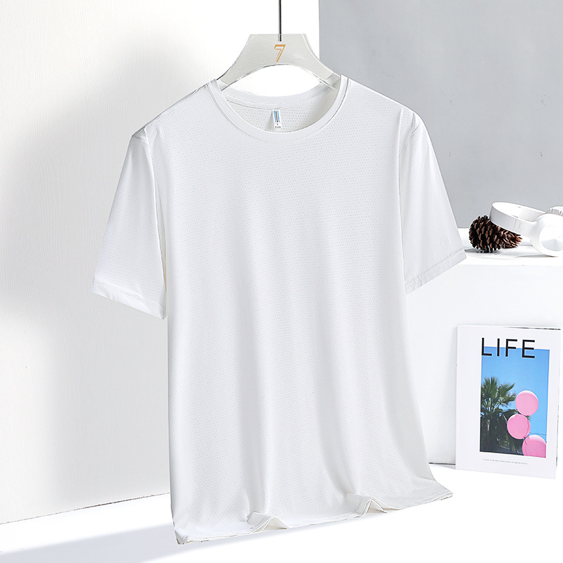Nyári férfi rövid ujjú póló nylonból ice silk anyaggal, lélegző, hétköznapi