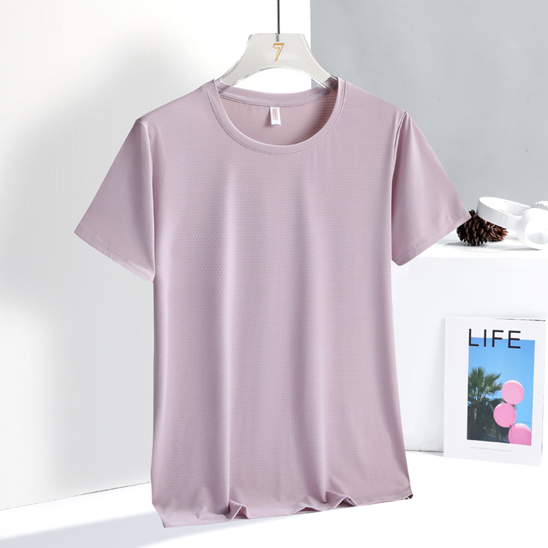 Nyári férfi rövid ujjú póló nylonból ice silk anyaggal, lélegző, hétköznapi