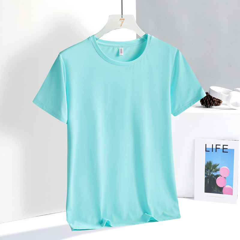 Nyári férfi rövid ujjú póló nylonból ice silk anyaggal, lélegző, hétköznapi