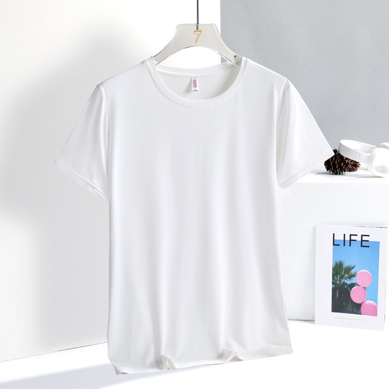 Nyári férfi rövid ujjú póló nylonból ice silk anyaggal, lélegző, hétköznapi