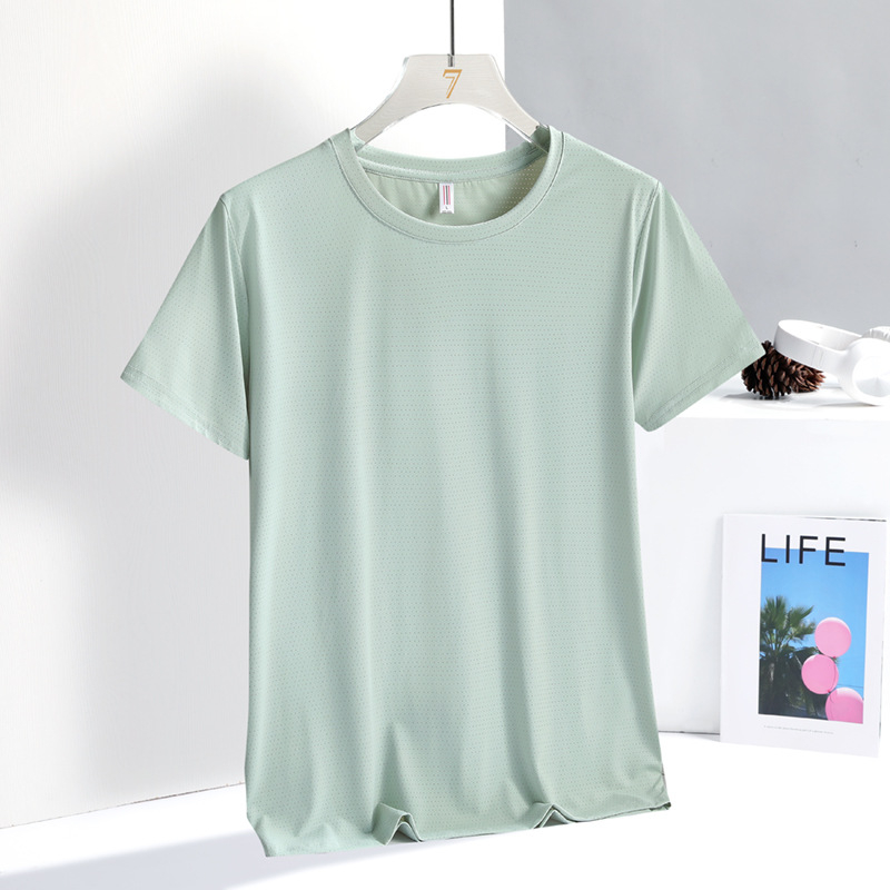 Nyári férfi rövid ujjú póló nylonból ice silk anyaggal, lélegző, hétköznapi