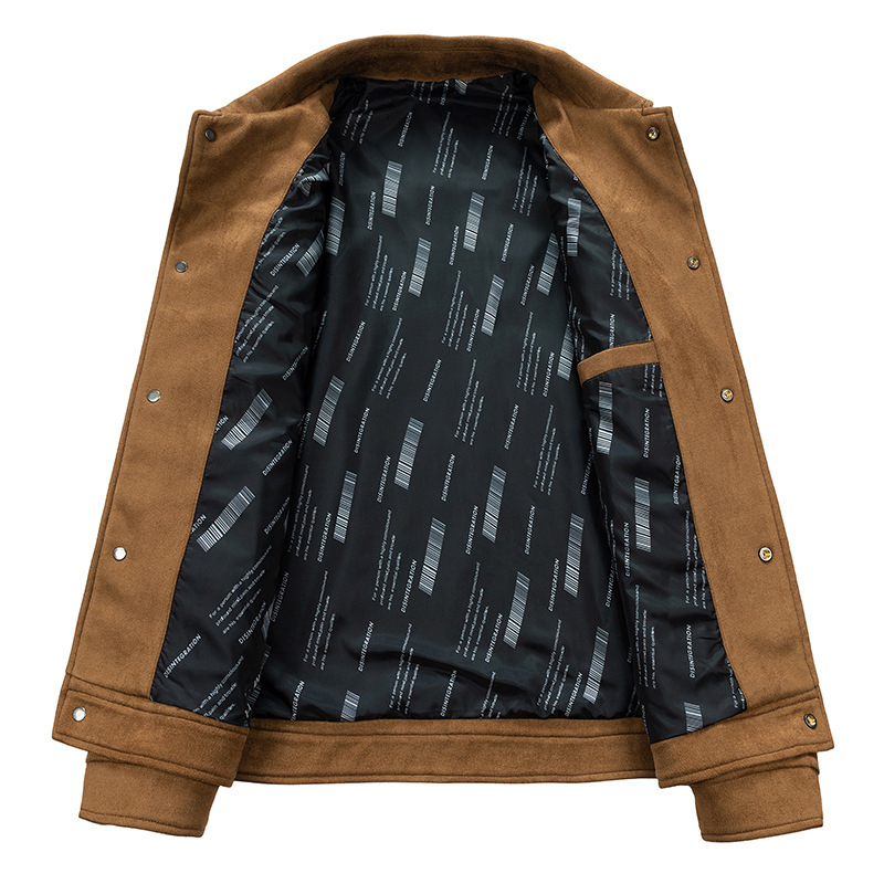 Muška semišna jakna s reverom, slobodan kroj, svakodnevno vanjsko odijelo