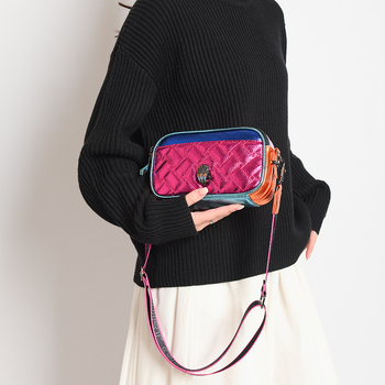 Ženska torbica s motivom glave orla, mala kvadratna crossbody torba s dijamantnim prešivanjem i izšivenim detaljem