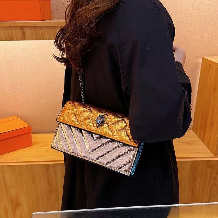 Ženska torbica s motivom glave orla, mala kvadratna crossbody torba s dijamantnim prešivanjem i izšivenim detaljem