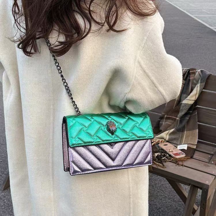 Ženska torbica s motivom glave orla, mala kvadratna crossbody torba s dijamantnim prešivanjem i izšivenim detaljem