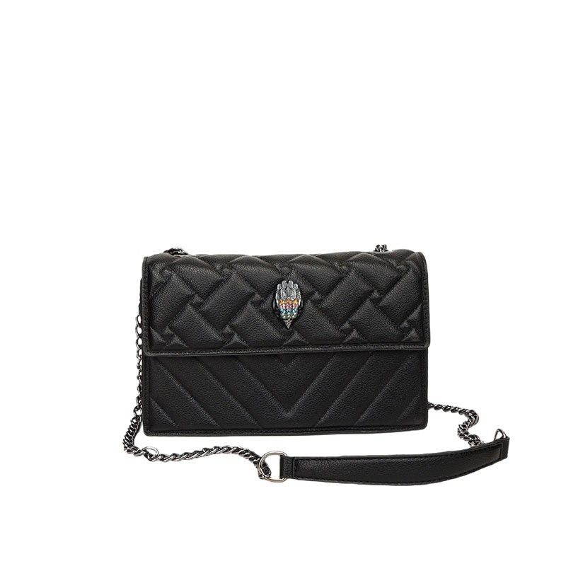 Ženska torbica s motivom glave orla, mala kvadratna crossbody torba s dijamantnim prešivanjem i izšivenim detaljem