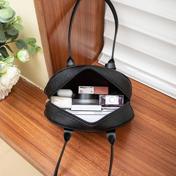 Mini torbica u korejskom stilu s uzorkom lychee, srednja veličina, PU materijal, zatvarač, rame ili crossbody nošenje