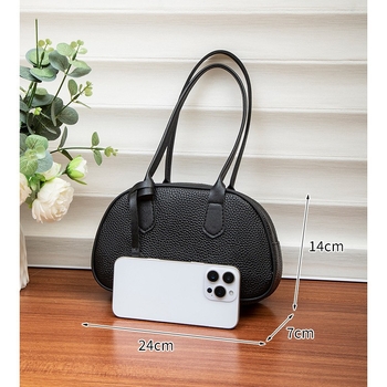 Mini torbica u korejskom stilu s uzorkom lychee, srednja veličina, PU materijal, zatvarač, rame ili crossbody nošenje