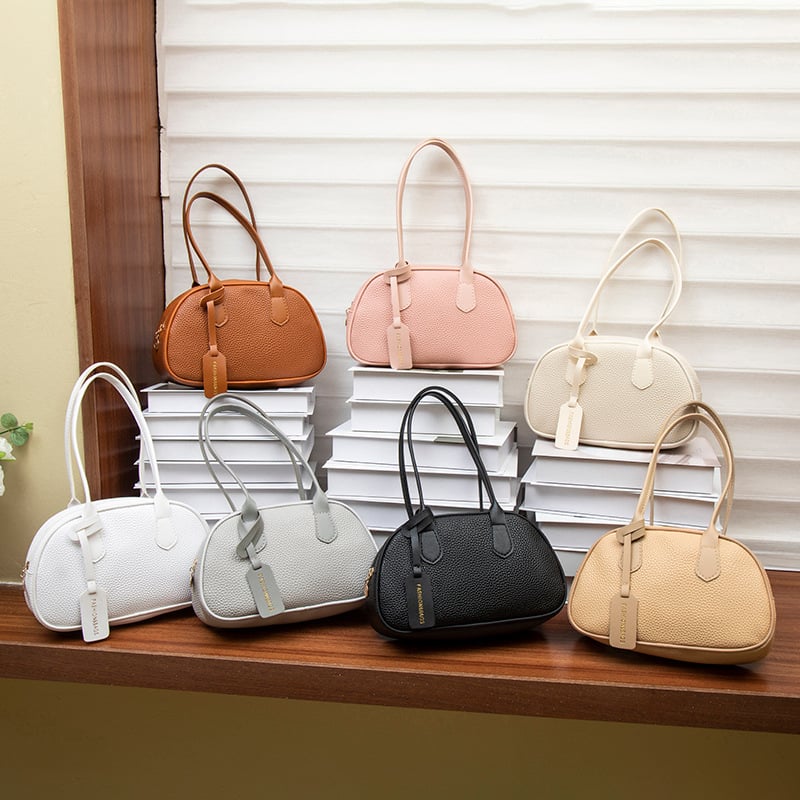 Mini torbica u korejskom stilu s uzorkom lychee, srednja veličina, PU materijal, zatvarač, rame ili crossbody nošenje