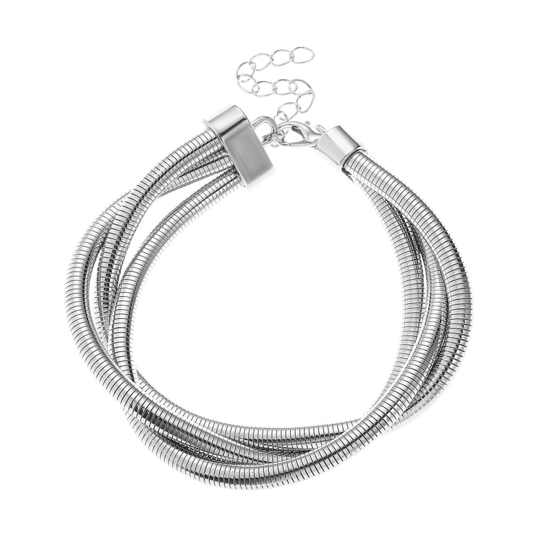 Višeslojna metalna ogrlica s zavijenim uzorkom i lančićem za ključnu kost; choker, unisex punk stil; set s nakitom za ruku