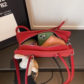 Mini tote torba s crossbody naramenicom, PU koža, nylon podstava, zatvaranje na zip, unutarnja pretinica za telefon, svakodnevna upotreba, ženska torba inspirirana vintage stilom