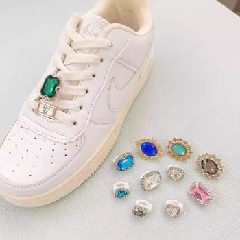 Accesorii pentru sneakers AF1 Air Force One – cataramă pentru șireturi DIY, decor cu cristale și perle, plăcuță metalică în formă de floare