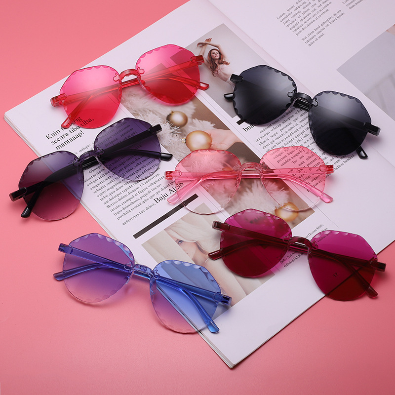Ochelari de soare pentru copii, margine dantelată, rame colorate, protecție UV, design desen animat