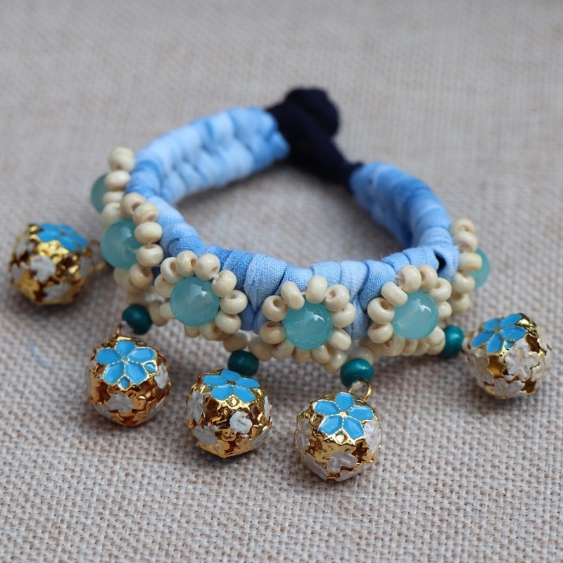 Dječji platneni narukvica u etničkom stilu Yunnan – Dali-Lijiang s cvjetnim dizajnom