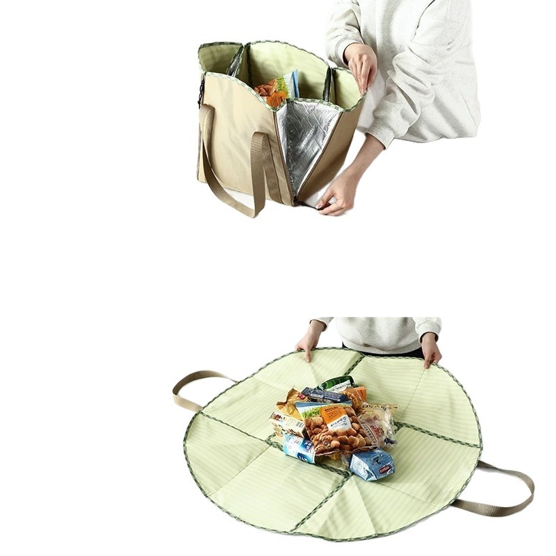 Prilagodljiva podloga za piknik u stilu torbe preko ramena, 100×100 cm, vodootporna i otporna na vlagu, lagana za nošenje