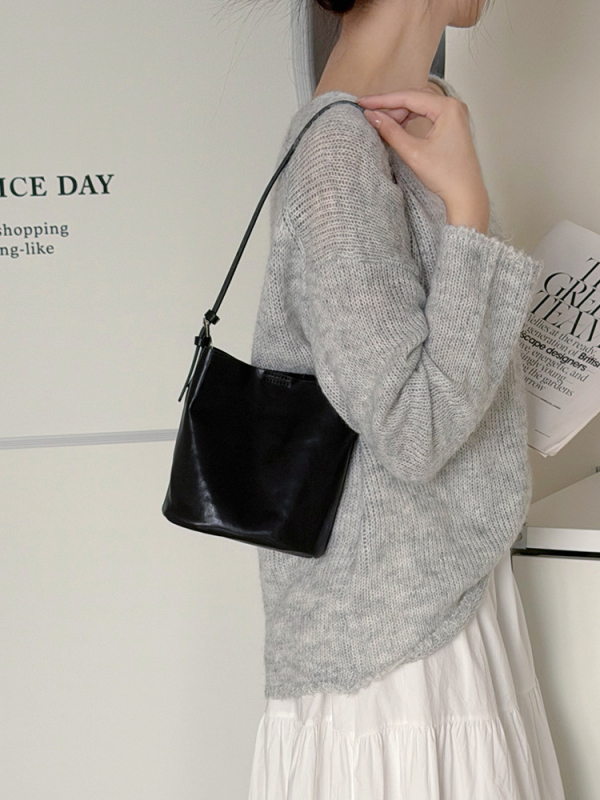 Ženska torbica od prave kože, u obliku košare, minimalistički retro stil, mala crossbody torba