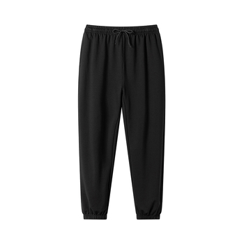 Férfi hosszú edzőnadrág fleece-béléssel, hosszított méret 190 cm-hez, őszi-téli, 65% pamut, magas derék, egyenes szár, mandzsetta, Plusz méret