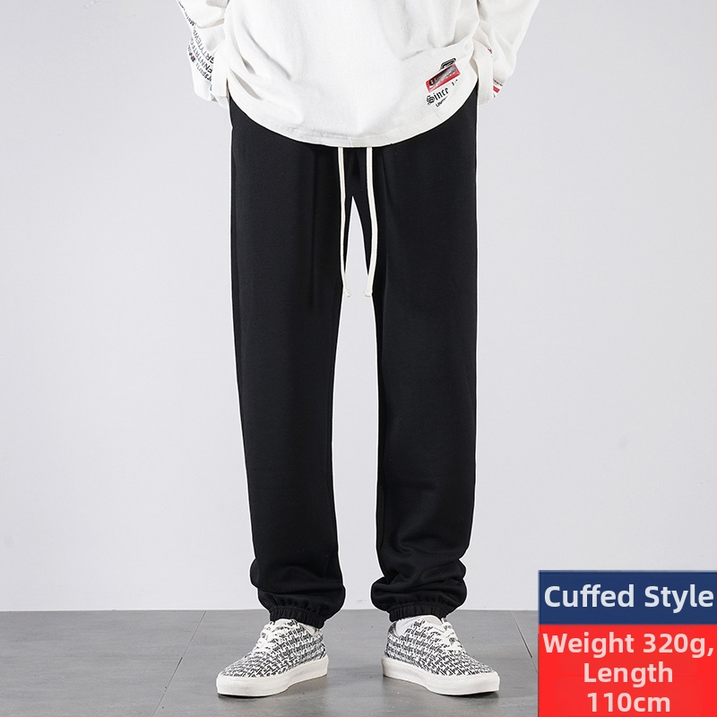 Férfi hosszú edzőnadrág fleece-béléssel, hosszított méret 190 cm-hez, őszi-téli, 65% pamut, magas derék, egyenes szár, mandzsetta, Plusz méret
