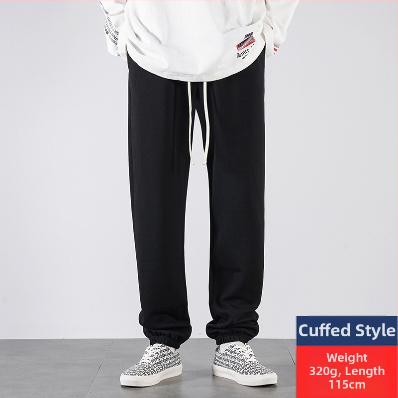 Férfi hosszú edzőnadrág fleece-béléssel, hosszított méret 190 cm-hez, őszi-téli, 65% pamut, magas derék, egyenes szár, mandzsetta, Plusz méret