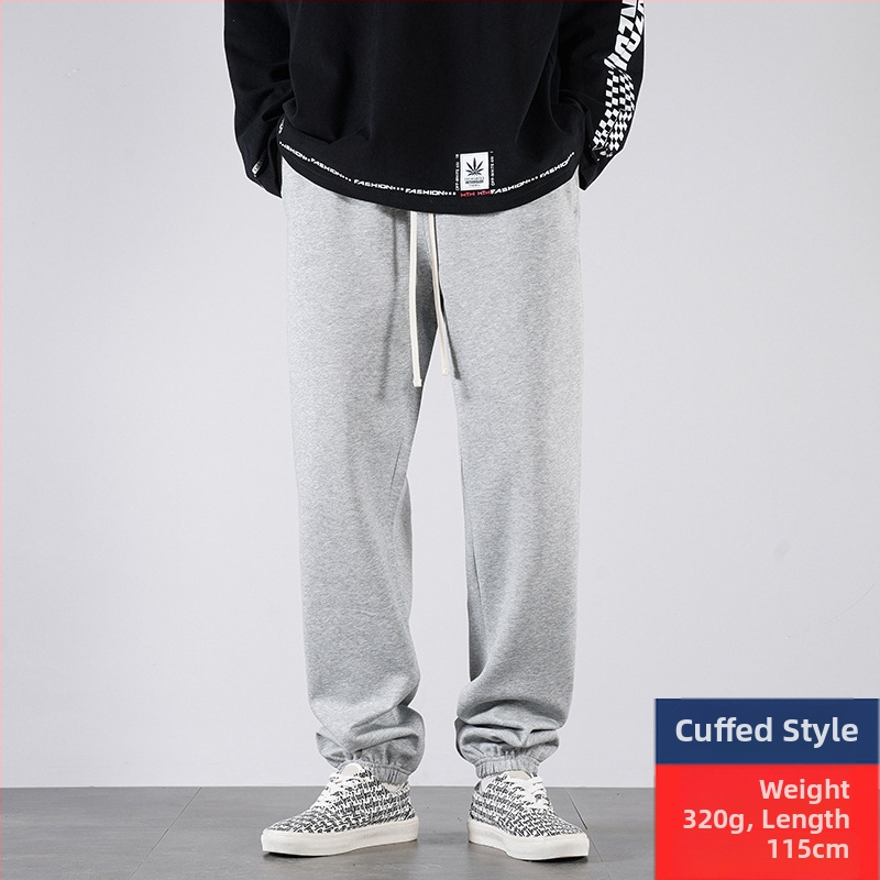Férfi hosszú edzőnadrág fleece-béléssel, hosszított méret 190 cm-hez, őszi-téli, 65% pamut, magas derék, egyenes szár, mandzsetta, Plusz méret