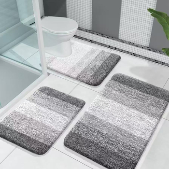 Minimalistički set od 3 prostirke za WC s imitacijom kašmira, protuklizne, otporne na habanje, otporne na prljavštinu, jednostavno za održavanje, prugast dizajn