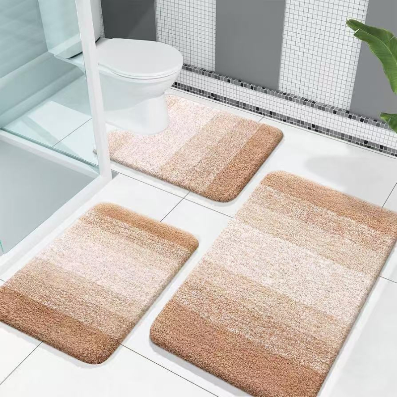 Minimalistički set od 3 prostirke za WC s imitacijom kašmira, protuklizne, otporne na habanje, otporne na prljavštinu, jednostavno za održavanje, prugast dizajn