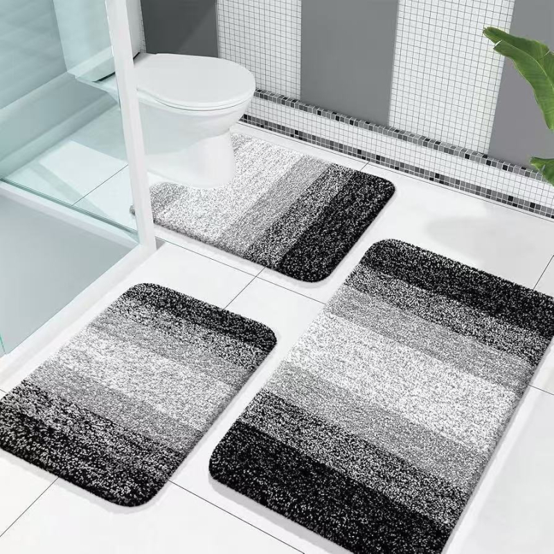 Minimalistički set od 3 prostirke za WC s imitacijom kašmira, protuklizne, otporne na habanje, otporne na prljavštinu, jednostavno za održavanje, prugast dizajn