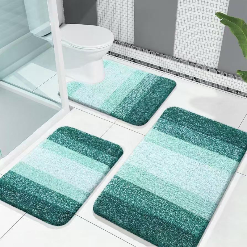 Minimalistički set od 3 prostirke za WC s imitacijom kašmira, protuklizne, otporne na habanje, otporne na prljavštinu, jednostavno za održavanje, prugast dizajn