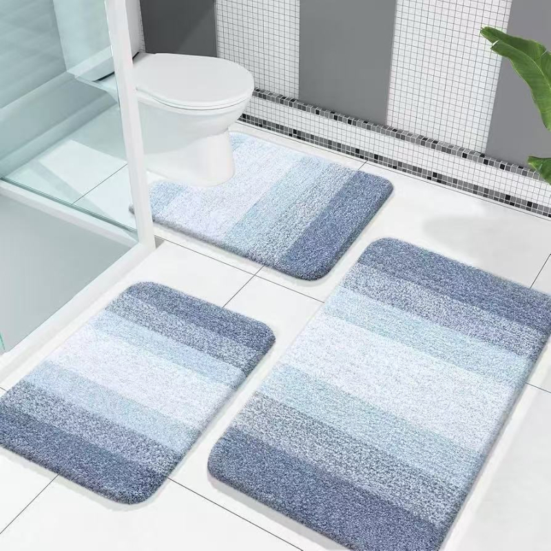 Minimalistički set od 3 prostirke za WC s imitacijom kašmira, protuklizne, otporne na habanje, otporne na prljavštinu, jednostavno za održavanje, prugast dizajn