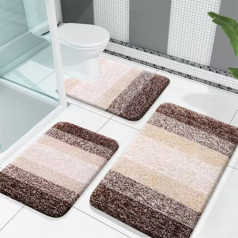 Minimalistički set od 3 prostirke za WC s imitacijom kašmira, protuklizne, otporne na habanje, otporne na prljavštinu, jednostavno za održavanje, prugast dizajn