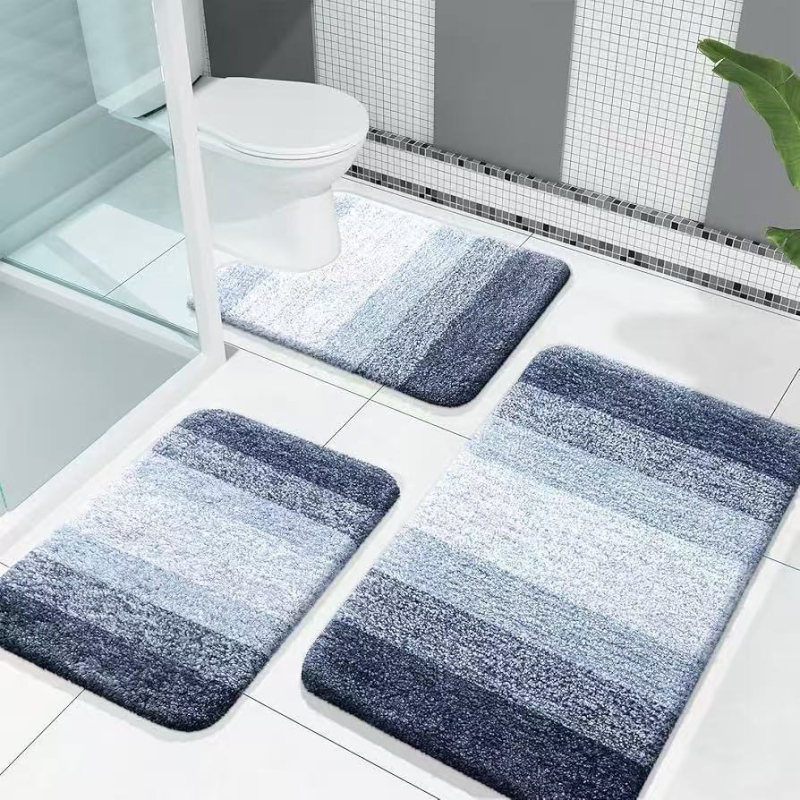 Minimalistički set od 3 prostirke za WC s imitacijom kašmira, protuklizne, otporne na habanje, otporne na prljavštinu, jednostavno za održavanje, prugast dizajn