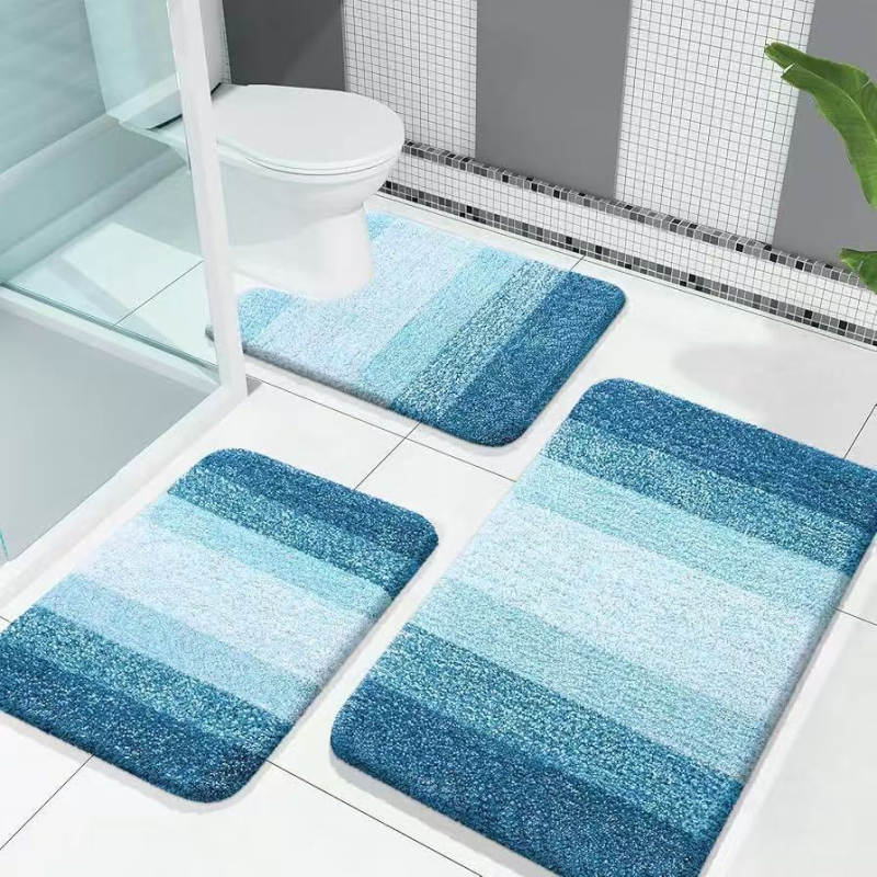 Minimalistički set od 3 prostirke za WC s imitacijom kašmira, protuklizne, otporne na habanje, otporne na prljavštinu, jednostavno za održavanje, prugast dizajn