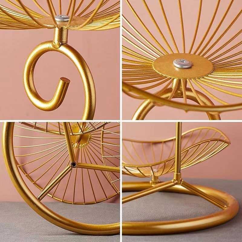 Troslojni podnos od kovanog željeza s motivom lotosa za voće i grickalice — nordijski lagani luksuz za dnevni boravak