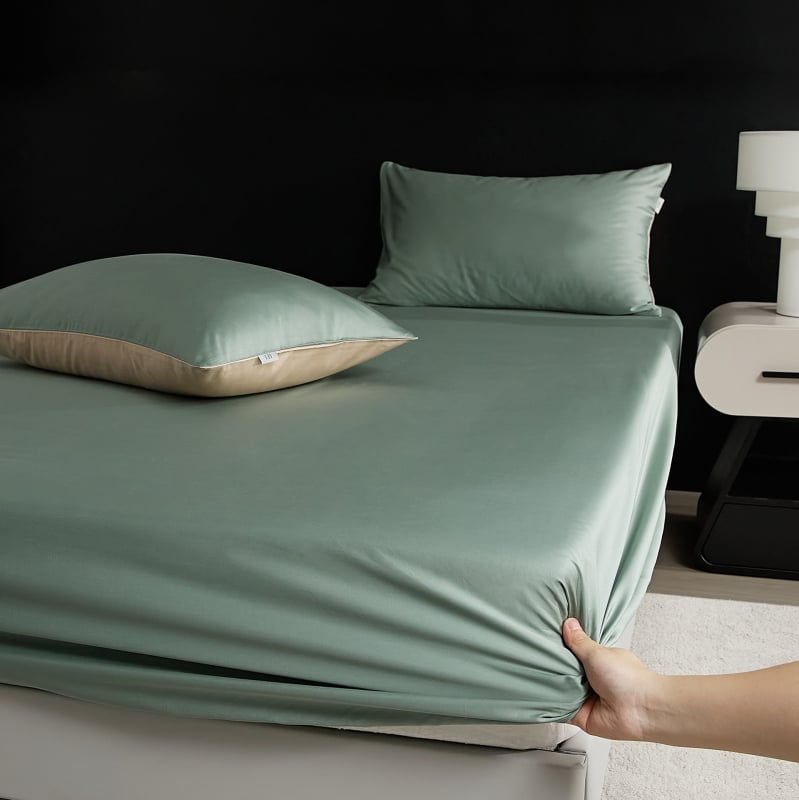 A-klasa Premium jednobojna navlaka za pokrivač od dugovlačne pamuka s 100 niti, satin pamuk, za jednokrevetni krevet, 3-dijelni set